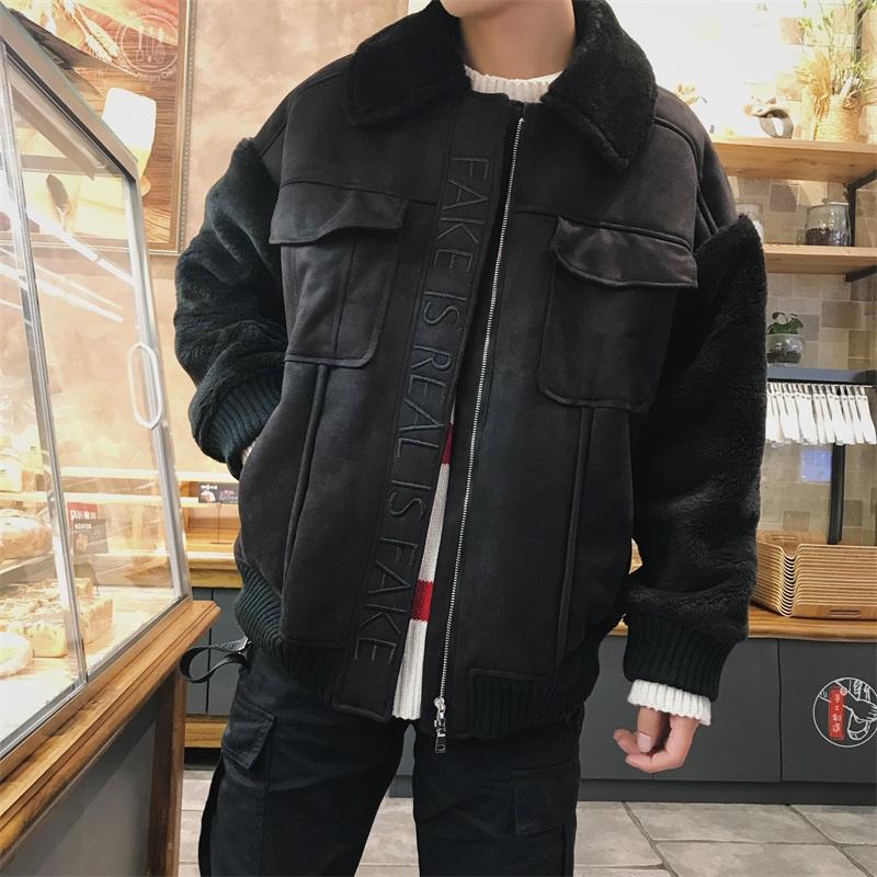 Men's lamb hair slim coat