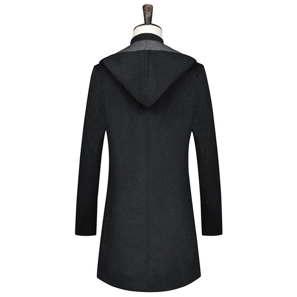 hooded wool trench coat