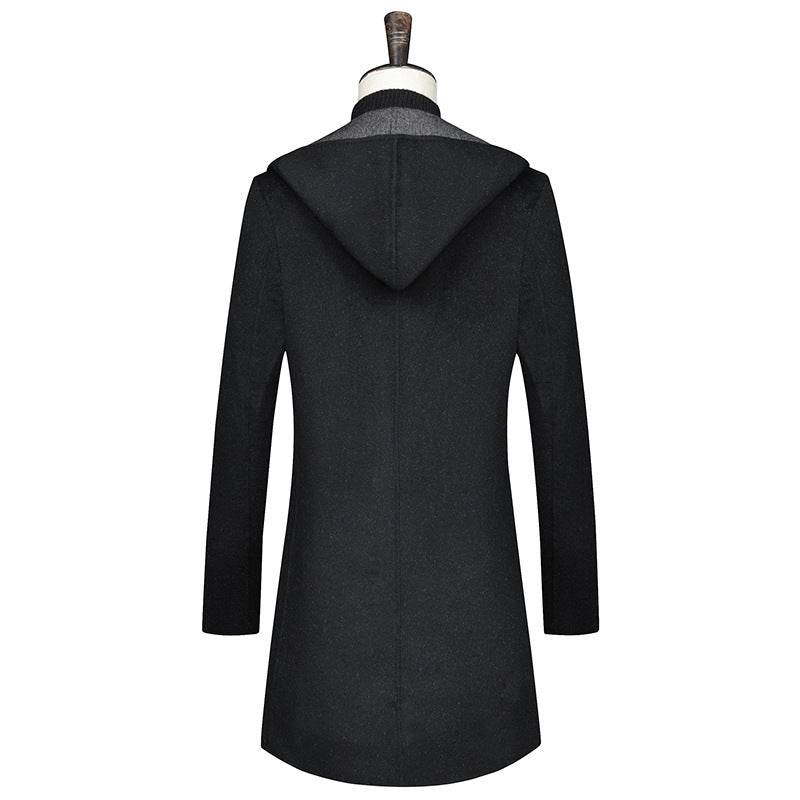 hooded wool trench coat