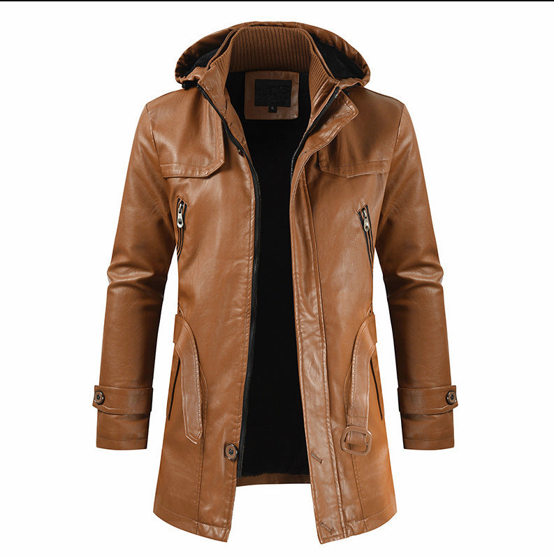 Men's Mid-length Leather Coat
