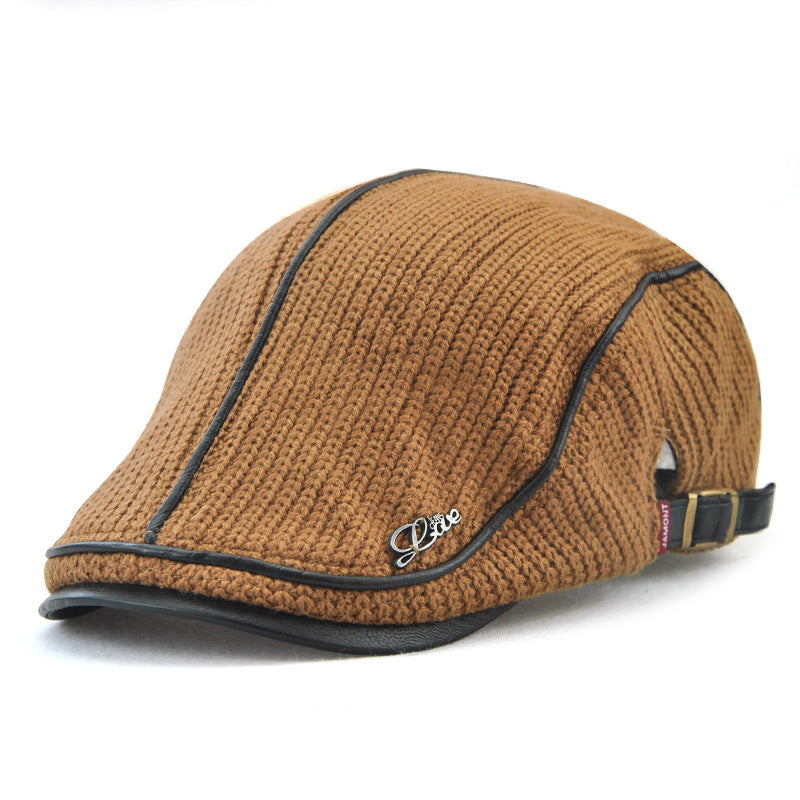 men's winter hat knitting peaked cap thick warm Vintage British leisure peaked cap