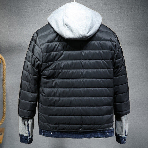 Thick hooded denim jacket men