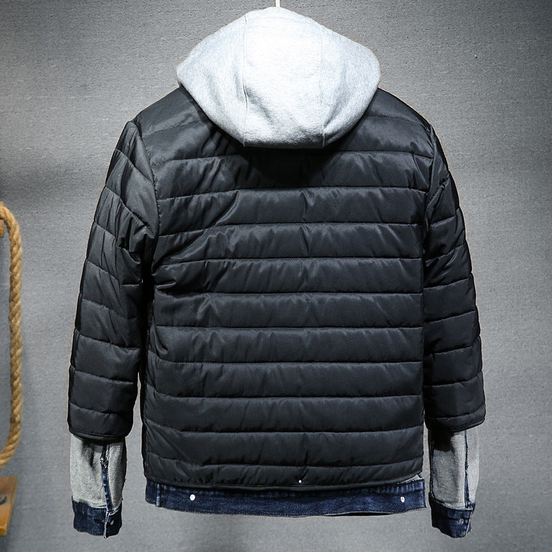 Thick hooded denim jacket men