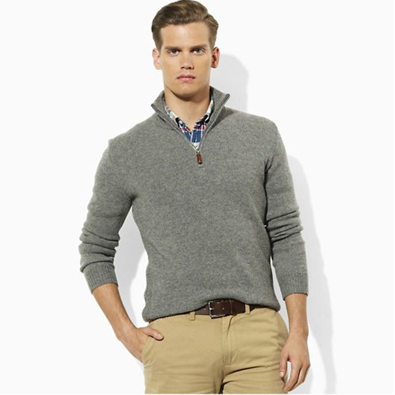 Men's stand-up collar zipper padded sweater
