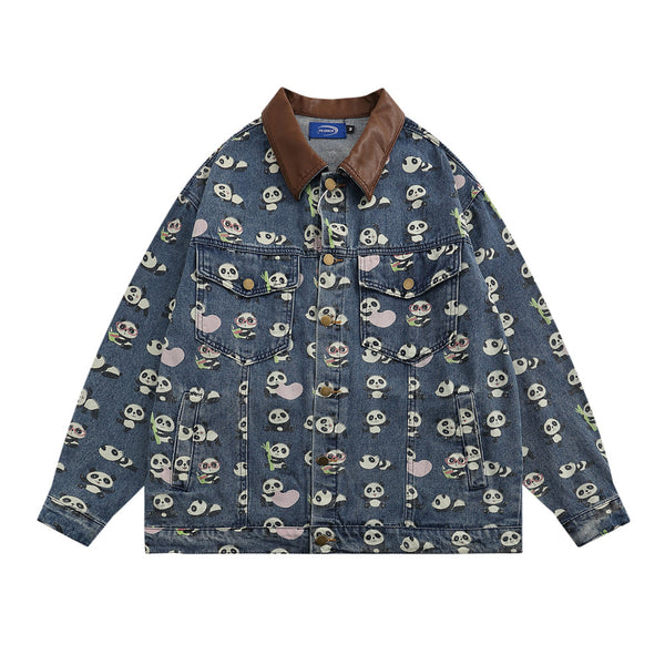 Cartoon Lesser Panda Printed Denim jacket