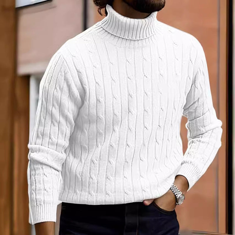 Men's Sweater Casual Retro Twisted Flower Turtleneck Knitting sweater
