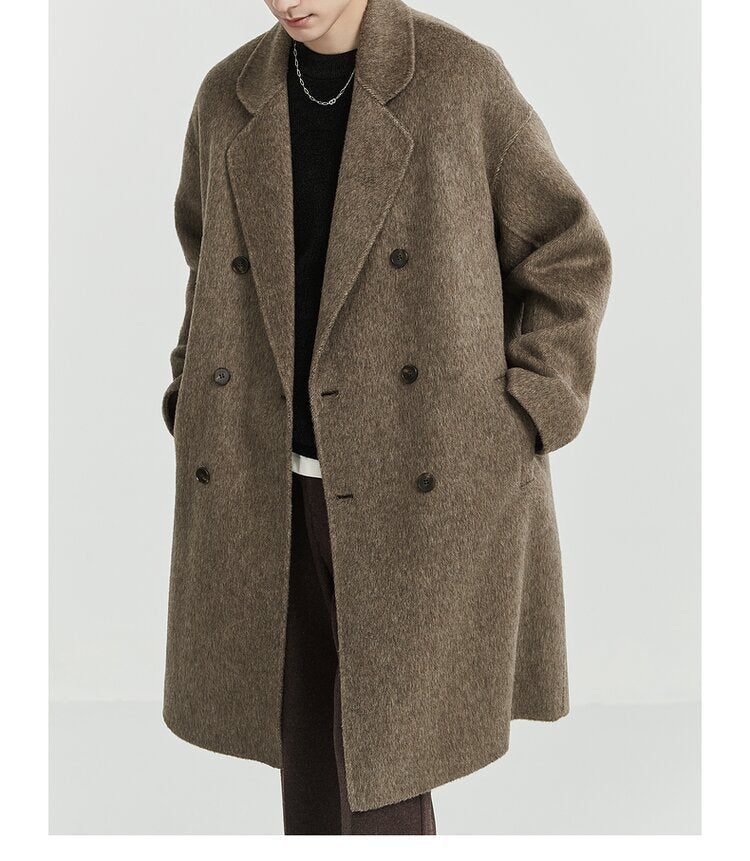 Double-sided Woolen Men's Mid-length trench coat