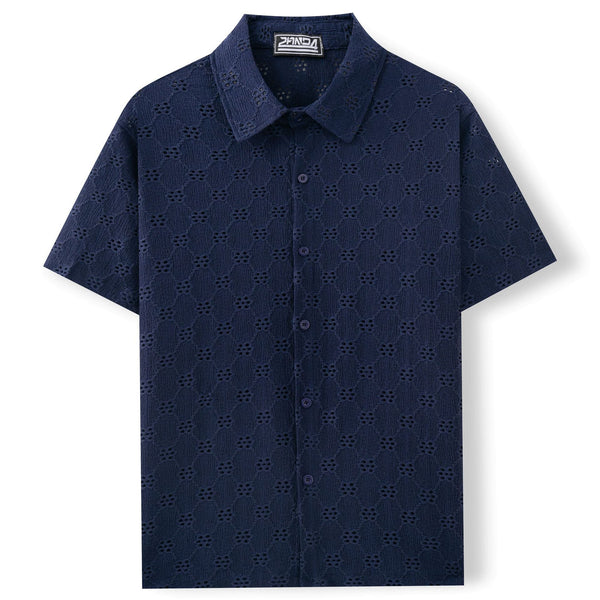 Hollow Jacquard Summer Casual Short Sleeve shirt