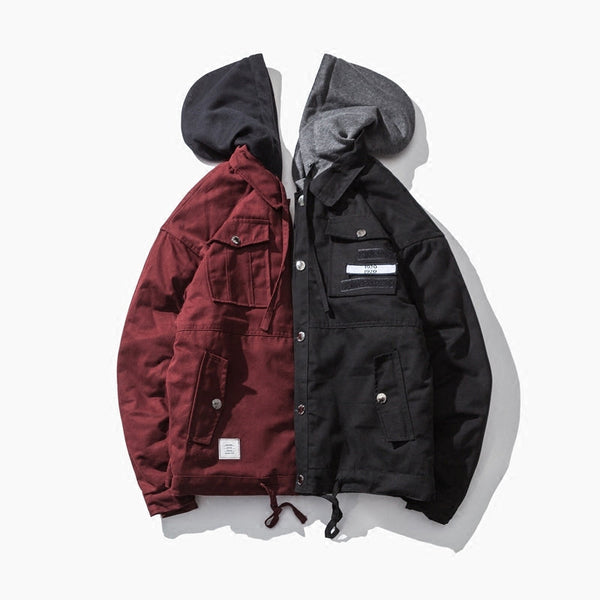 Men's Cotton Coat Street Hood Detachable jacket