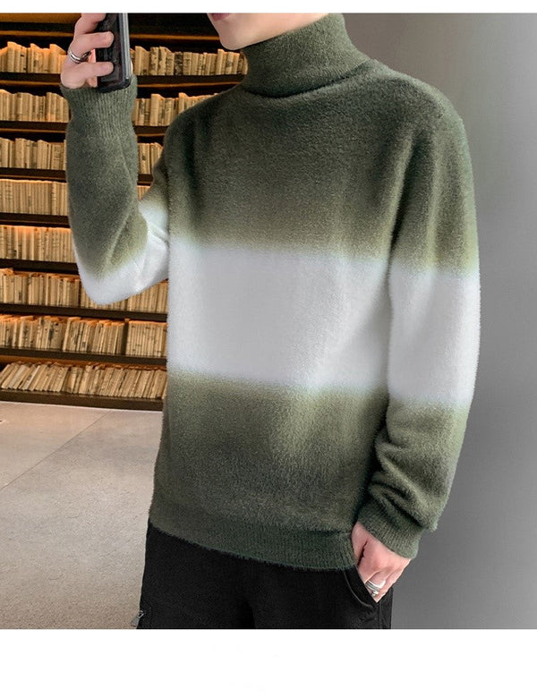 Base Shirt High Neck Casual Gradient Sweater