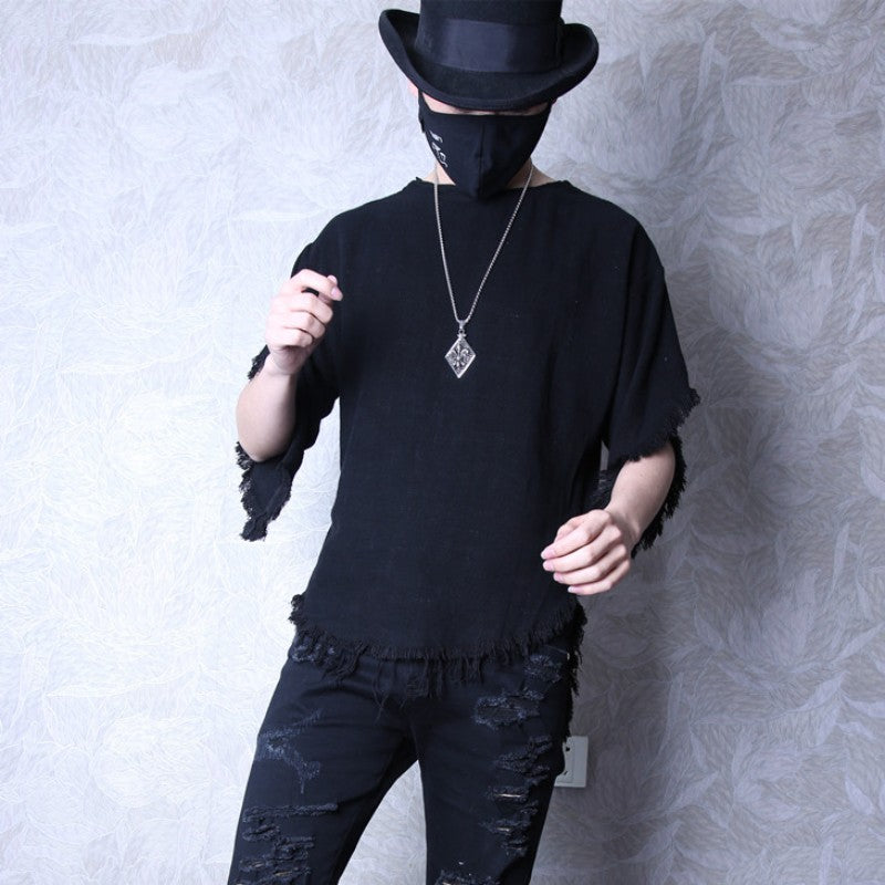 Summer Men Solid Irregular T-shirt