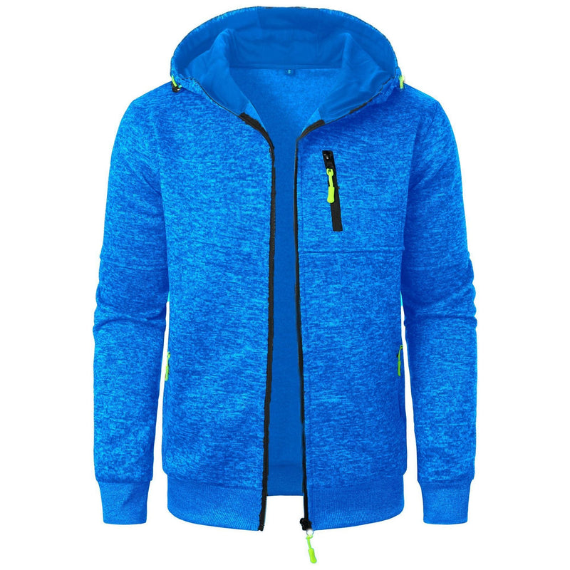 Men's Sports Casual Jacquard Hooded Jacket Knitted Cardigan