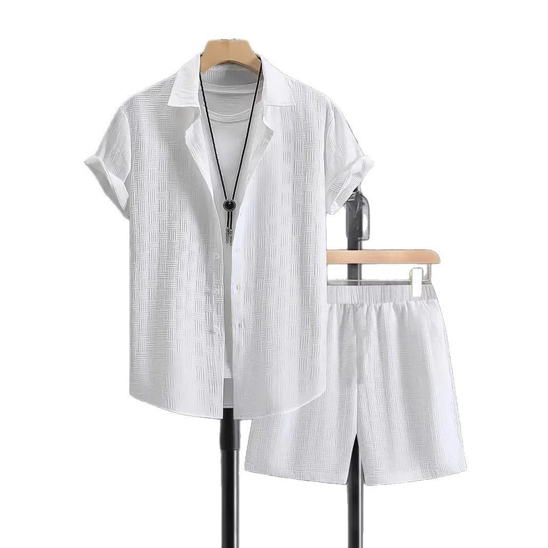 Summer Jacquard Black And White Solid Color Suit