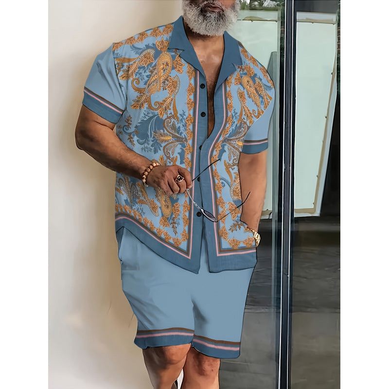 Men's Shirt Suit Yards 3d Digital Printing summer set