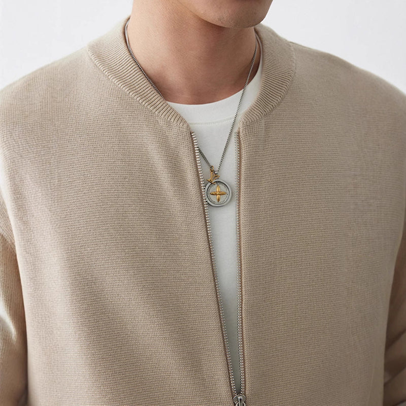 Heavy Two-way Zipper Knitted Cardigan Baseball Collar Sweater