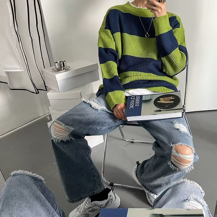 Striped Loose And Lazy Style Sweater