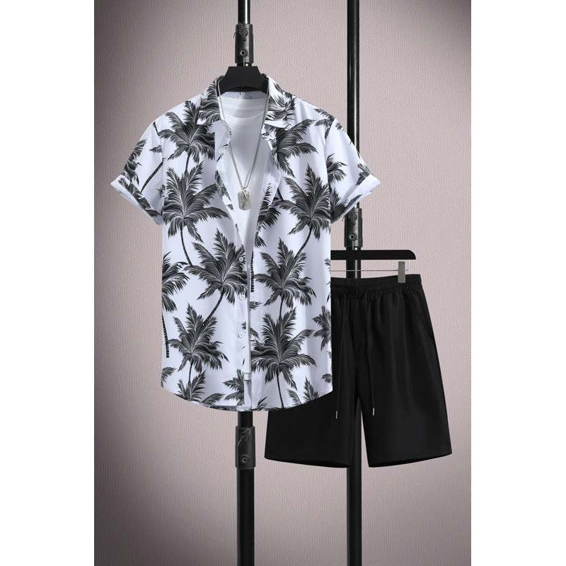 Men's Casual Ice Silk Micro-elastic Printed Short-sleeved Shirt