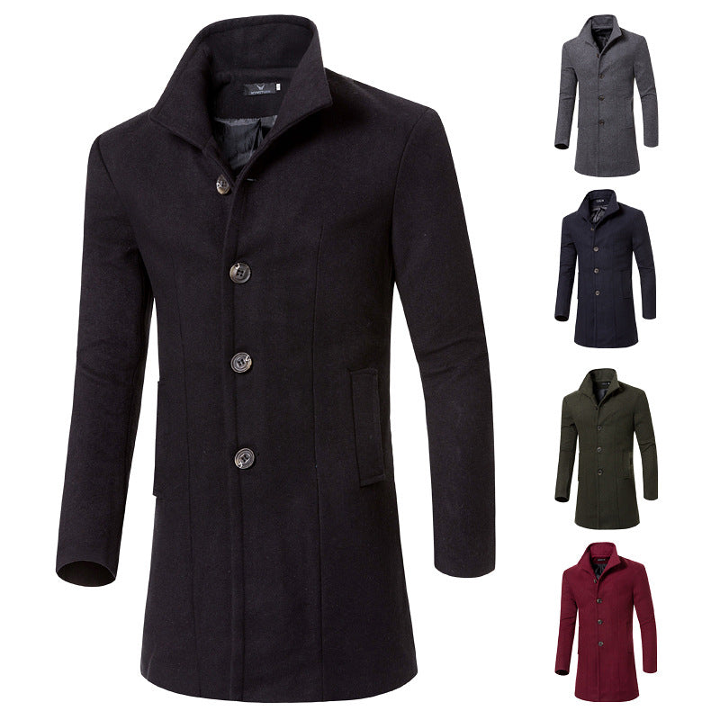 Fashion lapel long coat men's wool coat