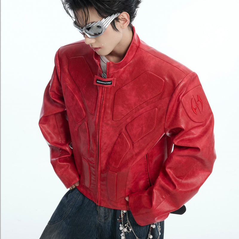 Three-dimensional Relief Deconstruction Stand Collar Profile Jacket Coat