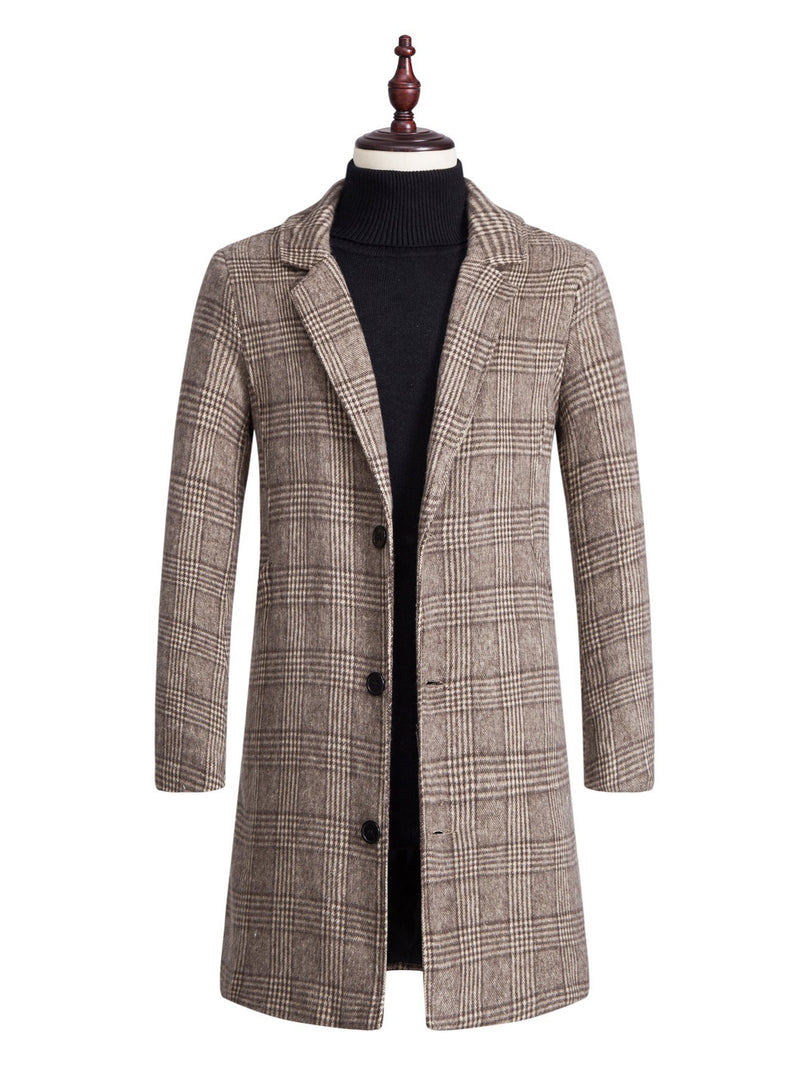 Men's Plaid Trench Coat