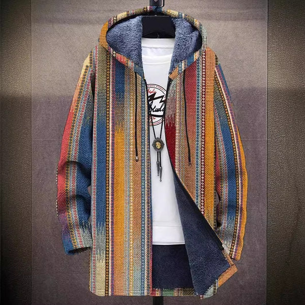 Men's Winter Print Plush Lining Thick Windproof Jacket