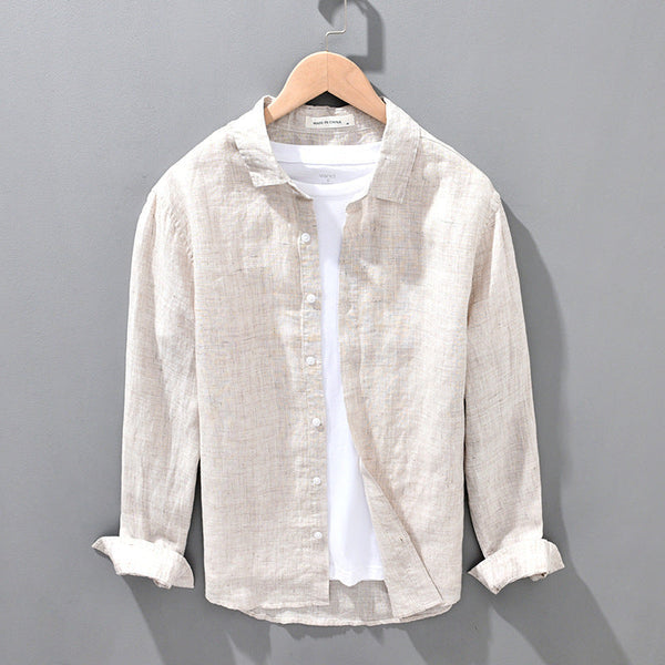 Linen Breathable Solid Color Loose shirt Men
