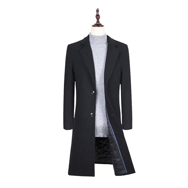 slim-fit wool trench coat