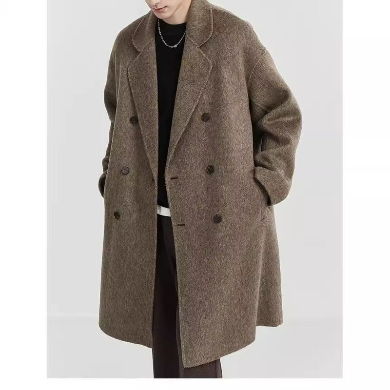 Double-sided Woolen Men's Mid-length trench coat