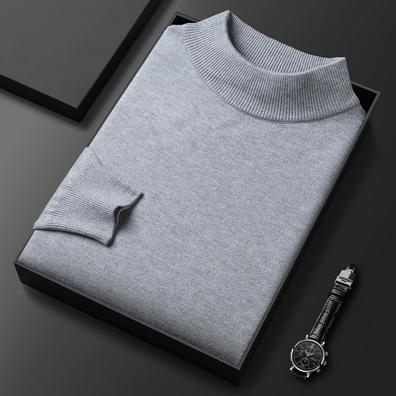 Men's Slim Fit Pure Color Half Collar Knitted Bottoming Shirt