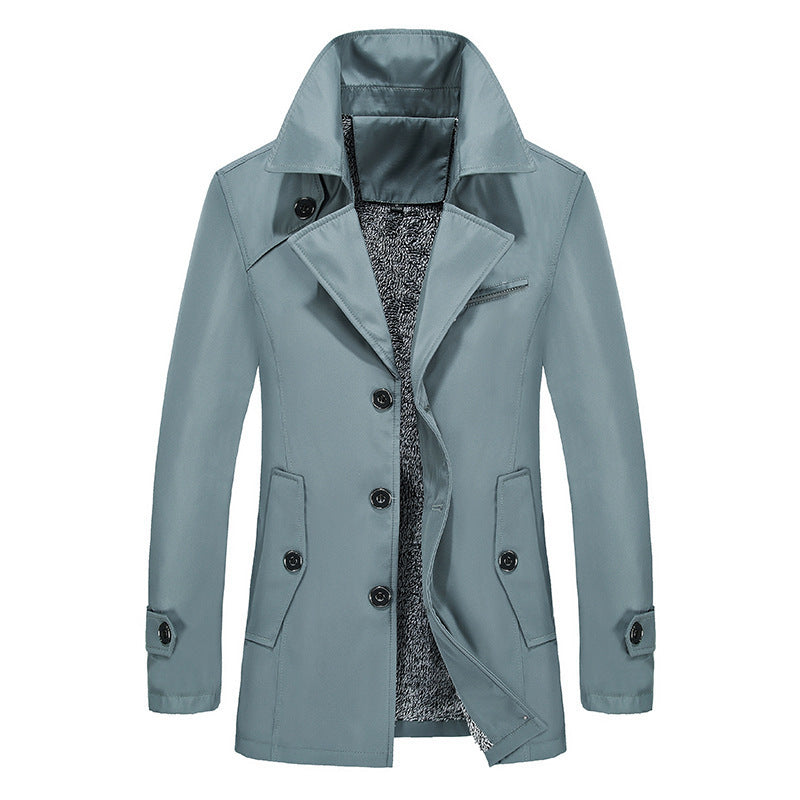 Men's Windbreaker Mid-length trench coat