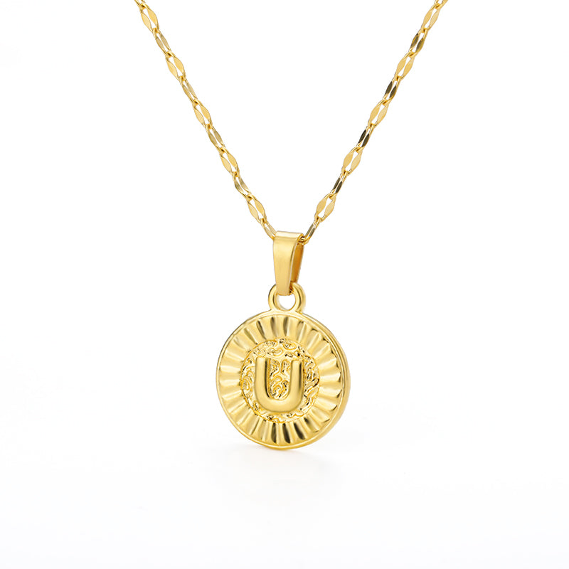 English Alphabet Disc Necklace Men and women