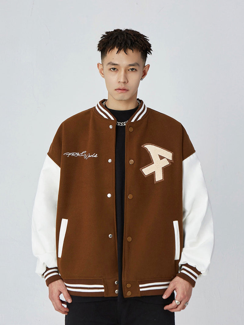 American Retro Alphabet Embroidered Baseball Uniform jacket