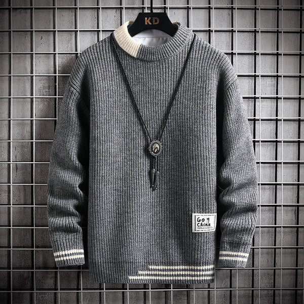 Men Autumn Winter Round Neck Warm Sweater