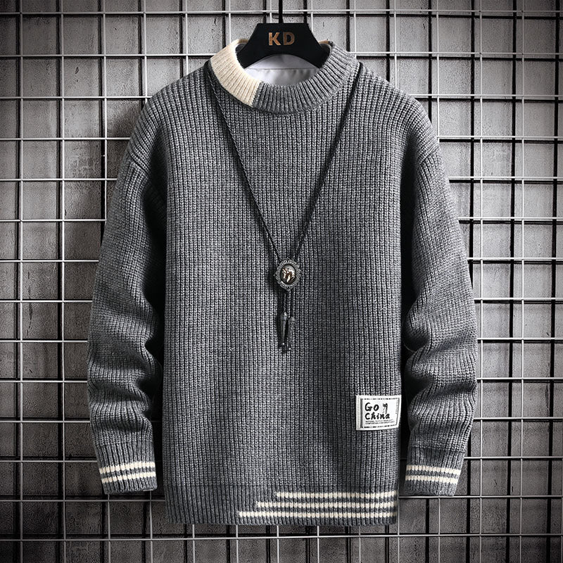 Men Autumn Winter Round Neck Warm Sweater