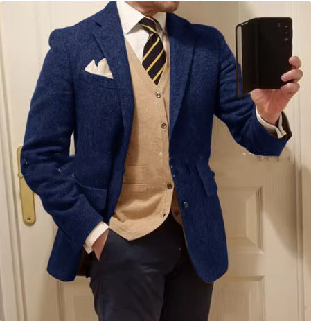 Men's Suit Herringbone Coat Casual Slim Fit