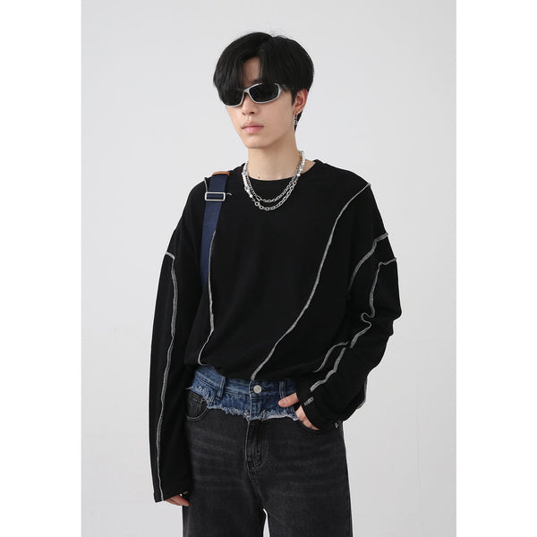 Irregular Topline Design Couples Long Sleeve T-Shirt