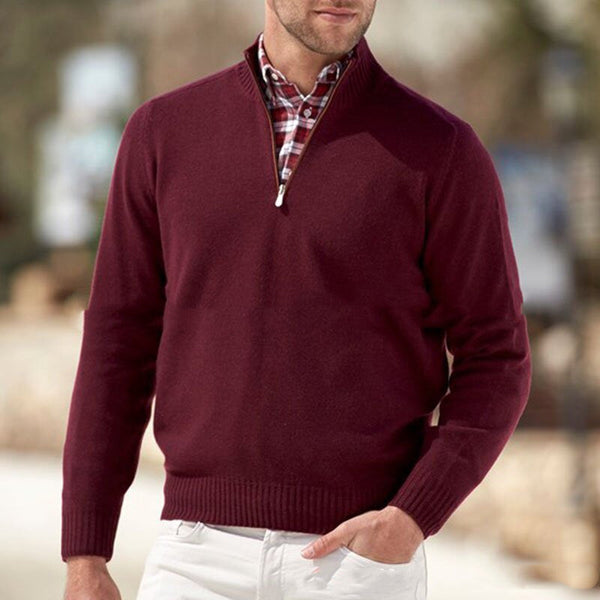 Lapel Zipper Pullover Winter sweater