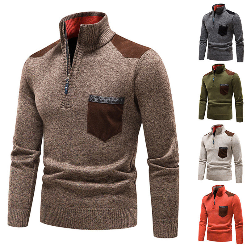Plush Thickened Pullover Zipper Sweater