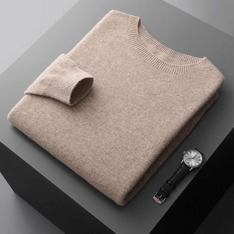 Men's Round Neck Basic Inner Match Thin Middle-aged And Elderly Bottoming Sweater