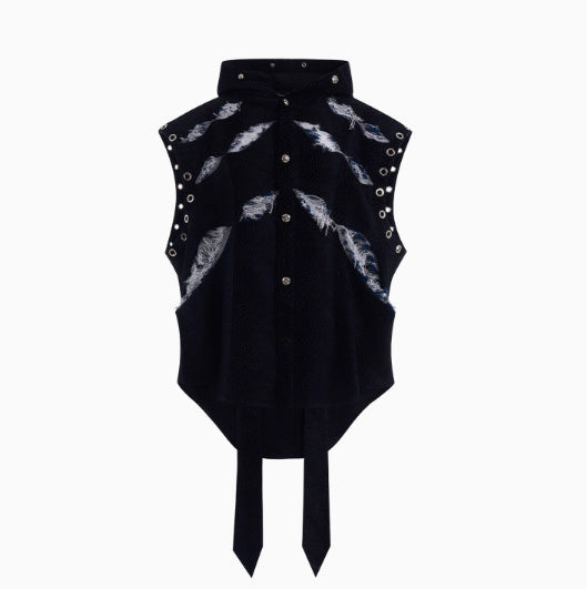 Cut Scratch Snake Print Hooded Jacket