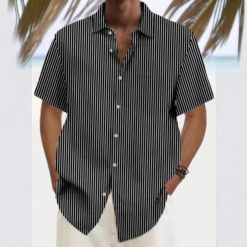 Personal Leisure Printed Loose Men's Cardigan Summer Short Sleeve shirt