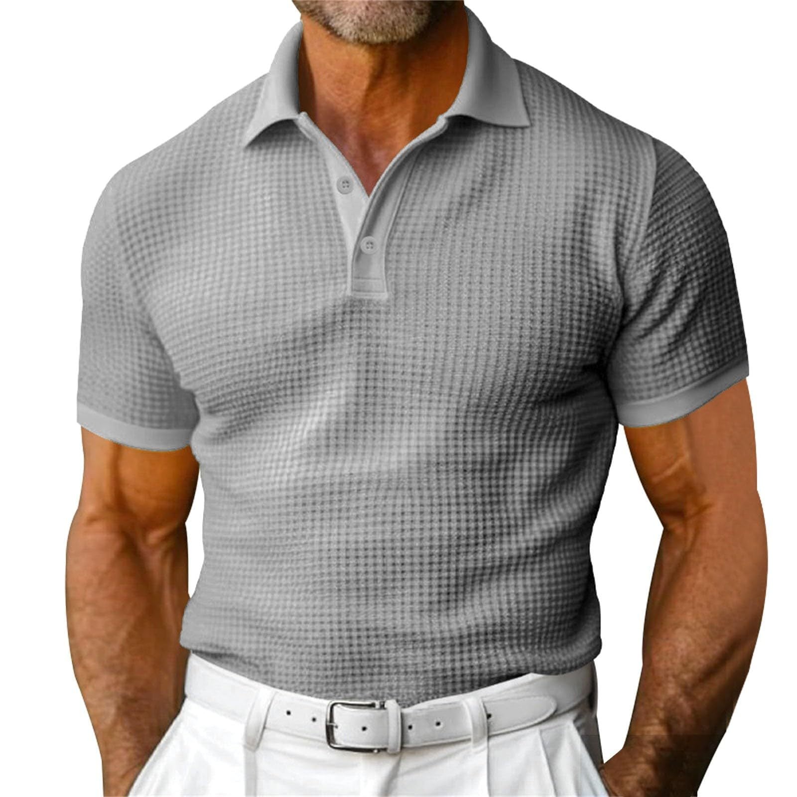 Waffle Short Sleeve Polo Shirt Men's