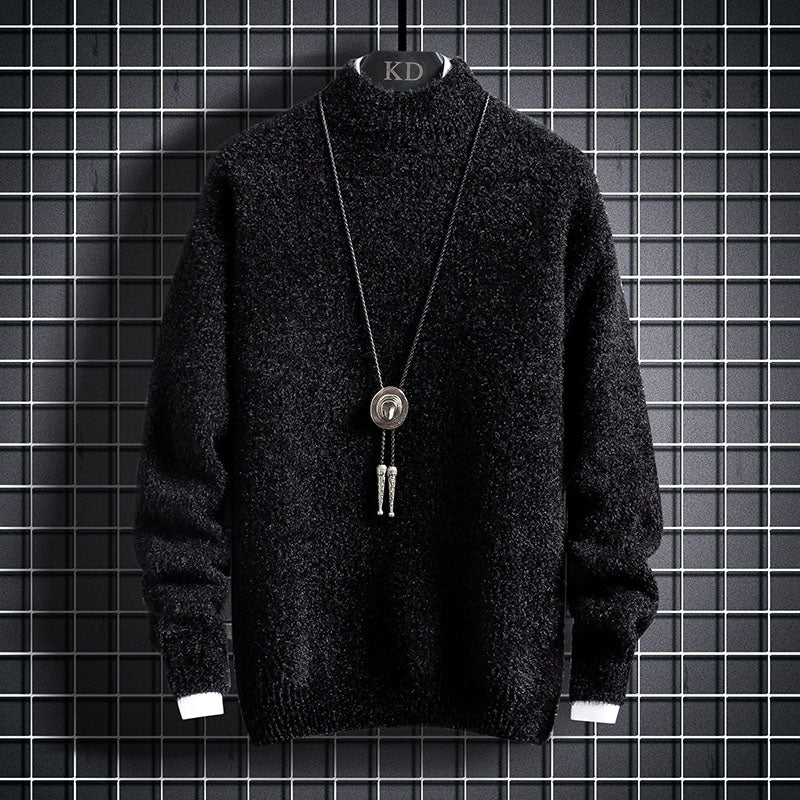 Winter Plus Fleece Thickened Student Middle Collar Warm Bottoming Sweater