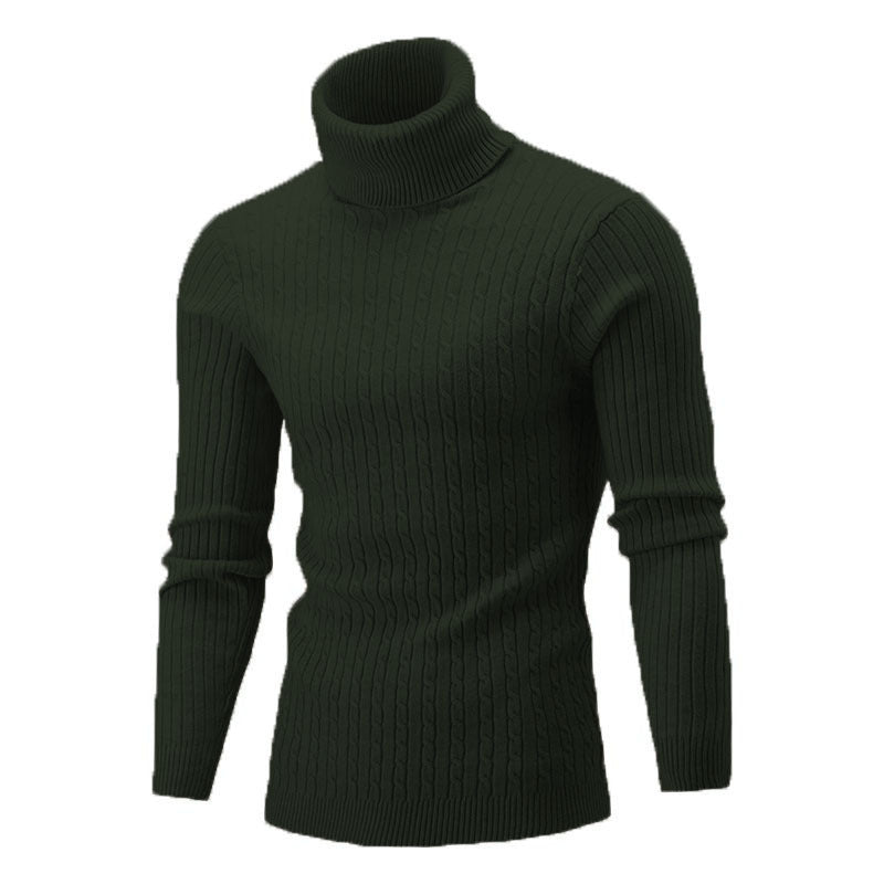 Men's Sweater Casual Retro Twisted Flower Turtleneck Knitting sweater
