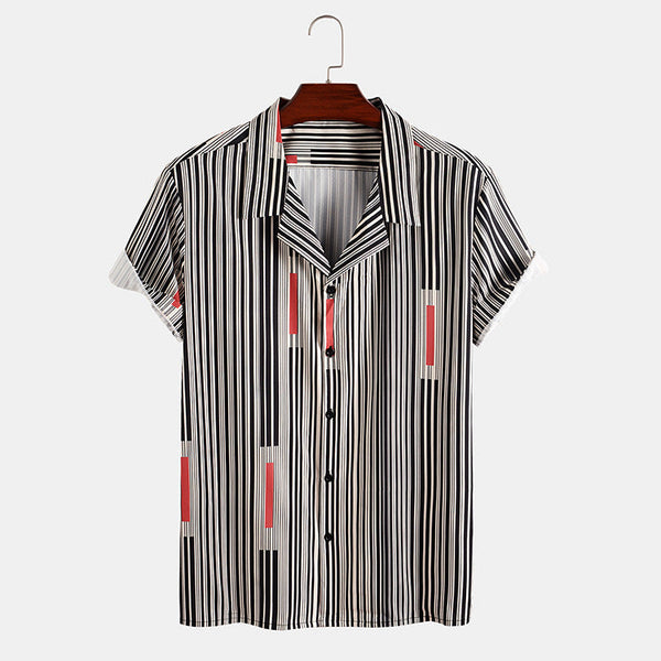 Summer Striped Men's Short Sleeve Thin