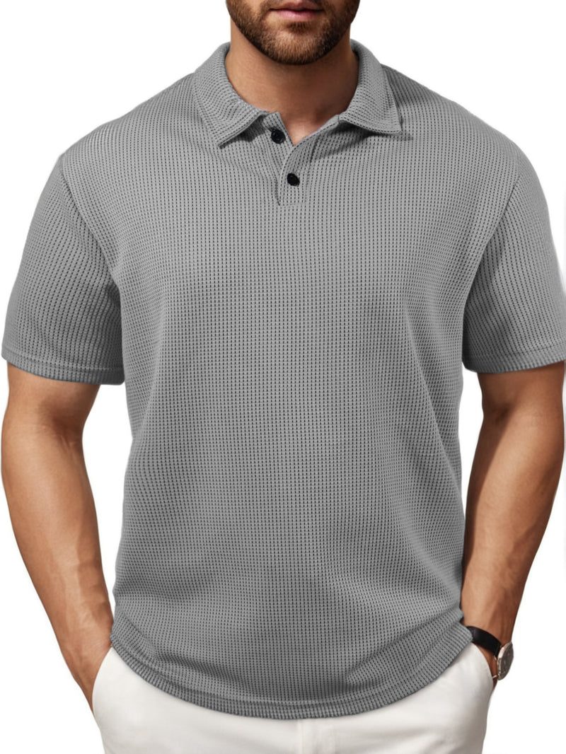 Men's Casual Striped Lapel Short Sleeve t-shirt