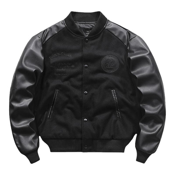 Retro Woolen Coat Stitching Embroidered Flight Jacket