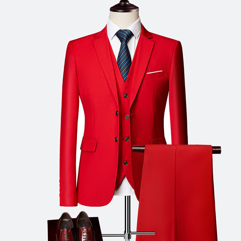 Men's Three-piece British Slim-fitting Wedding Dress Multicolor suit