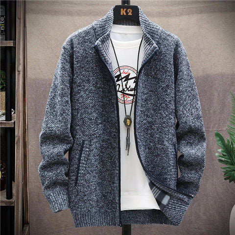Men's Warm Sweater Half High Neck Zipper Sweater