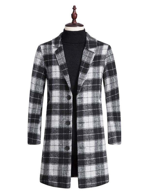 Men's Plaid Trench Coat